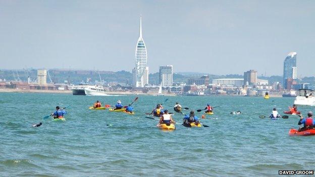 Swim with kayakers from Ryde to Southsea in 2014