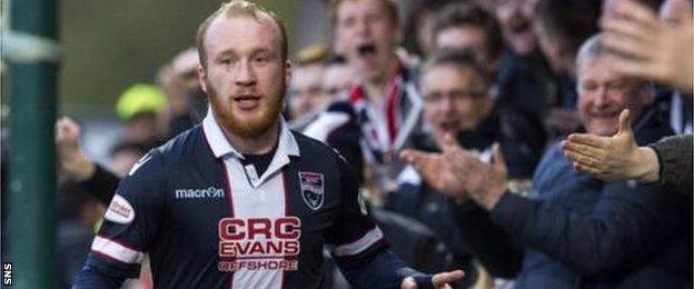 Liam Boyce celebrates one of his Ross County goals