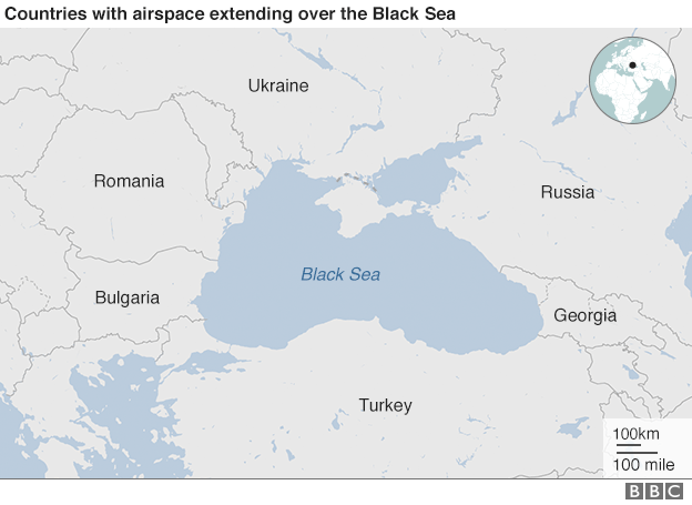 map showing countries bordering the Black Sea