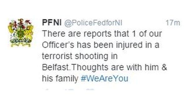 The Police Federation of Northern Ireland has tweeted about the shooting