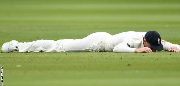 Jos Buttler reacts after dropping Asad Shafiq