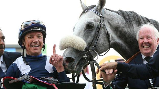 Frankie Dettori, horse Dark Power and trainer Allan Smith