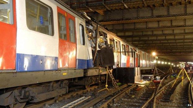 Image of one of the Tube trains bombed during the 2005 attacks