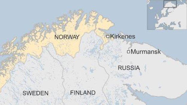 Map of Kirkenes on Norway-Russia border