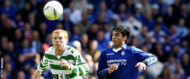 Neil Lennon in his Celtic playing days in the Old Firm derby