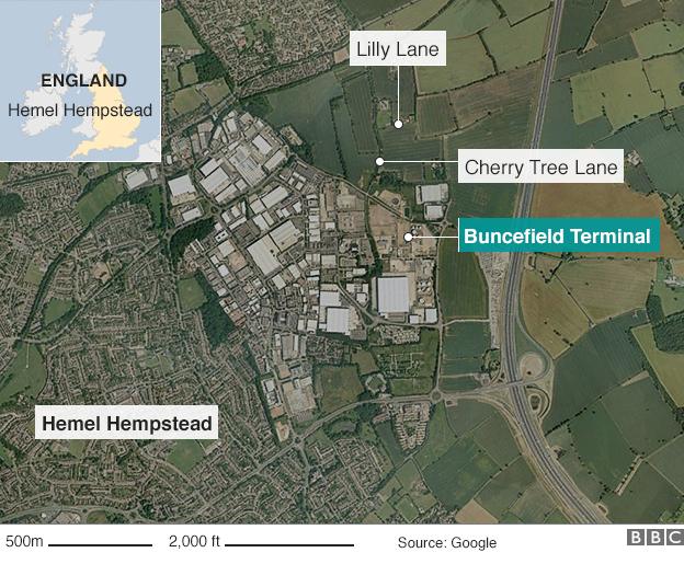 Buncefield map