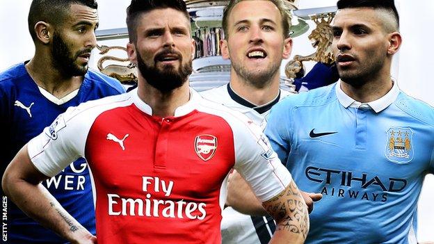 Riyad Mahrez, Olivier Giroud, Harry Kane and Sergio Aguero