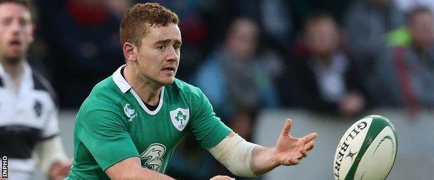 Paddy Jackson in action for Ireland against the Barbarians in a non-cap game in May