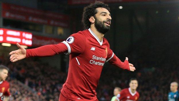 Mohamed Salah celebrates