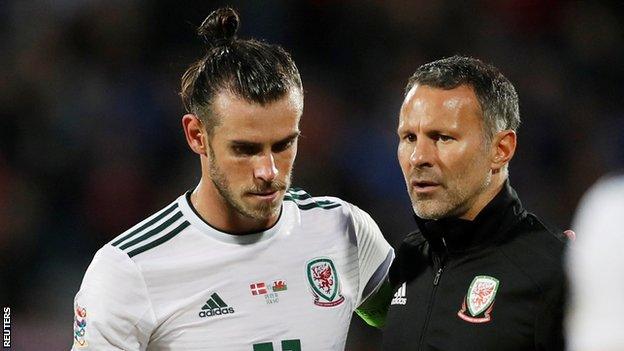 Gareth Bale and Ryan Giggs at full-time