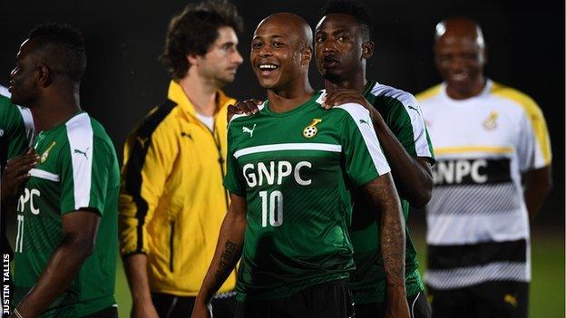 Ghana's players look relaxed in training in Gabon