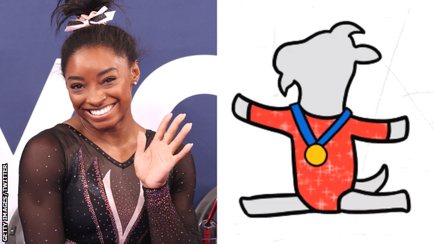 Simone Biles and Goldie the goat emoji