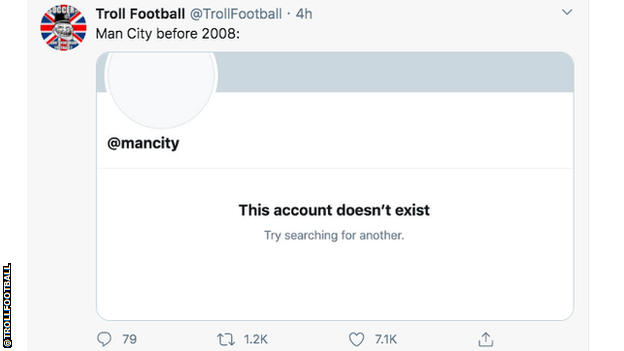 Troll Football jokes that Man City didn't exist before 2008