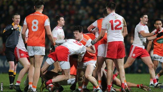 Declan McClure and James Morgan get to know each other at the Athletic Grounds