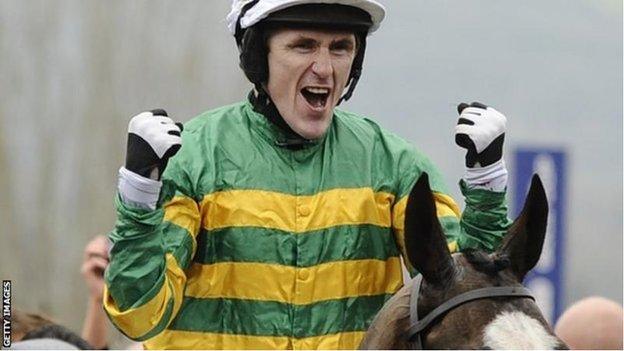 A familiar sight to race fans as AP McCoy celebrates another winner