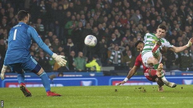 Ryan Christie scores for Celtic against Aberdeen