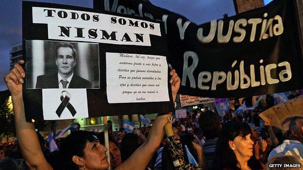 Demonstrators protest against the death of prosecutor Nisman in Argentina