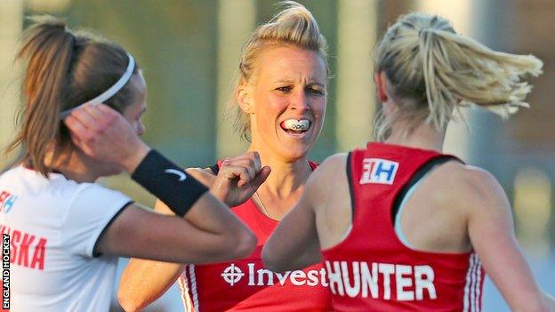 Alex Danson celebrates