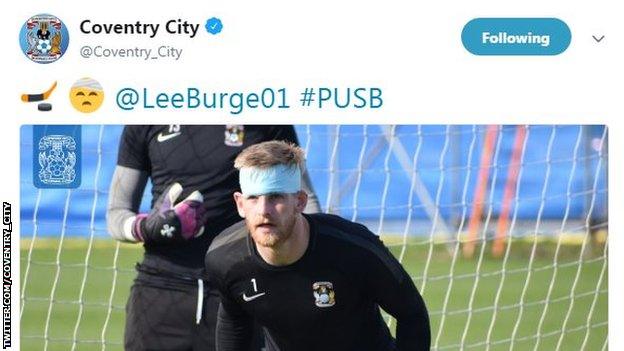 Lee Burge training with bandaged head