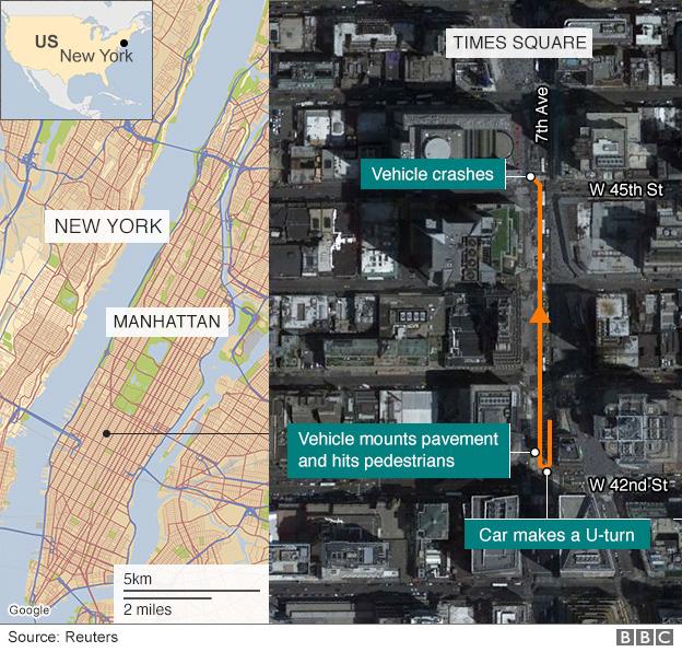 Times Square car crash driver Richard Rojas 'heard voices' BBC News