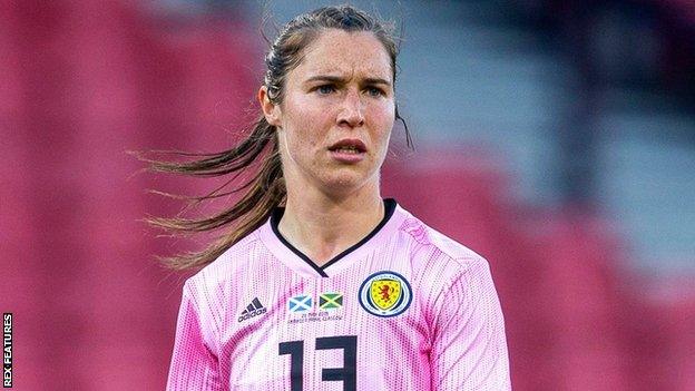 Jane Ross in action for Scotland Women