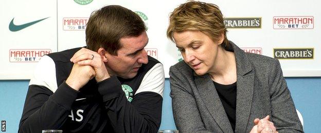 Hibernian manager Alan Stubbs and chief executive Leeann Dempster