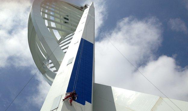 Spinnaker Tower being painted