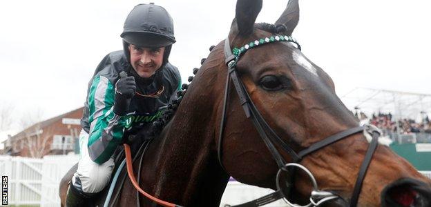 Altior and Nico de Boinville, left, after the Queen Mother Champion Chase