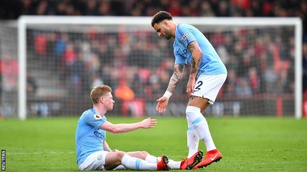 Kevin de Bruyne and Kyle Walker of Manchester City