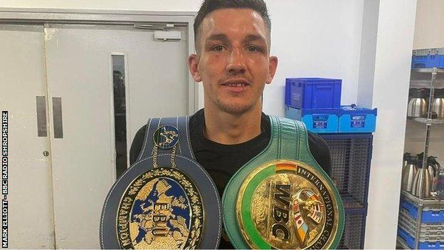 Shropshire's Liam Davies added his European belt and WBC international belts to the Lonsdale belt he won as British champion in June