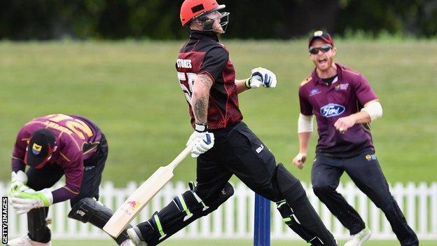 Ben Stokes is run out for Canterbury against Northern Districts