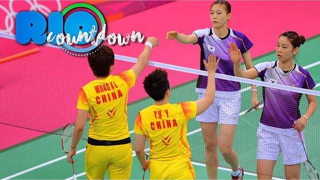 Badminton players from China and South Korea