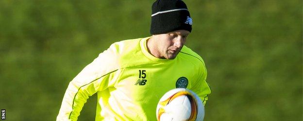 Celtic midfielder Kris Commons in training this week