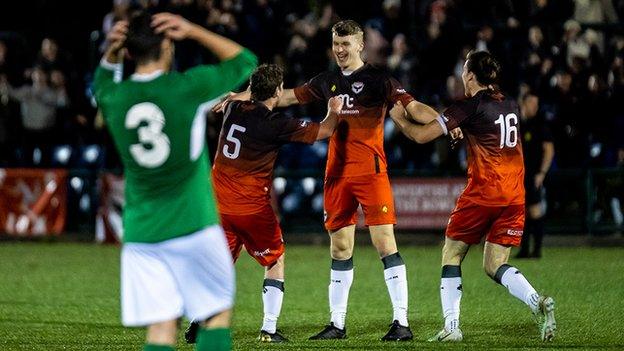 FC Isle of Man celebrate during match against Brocton