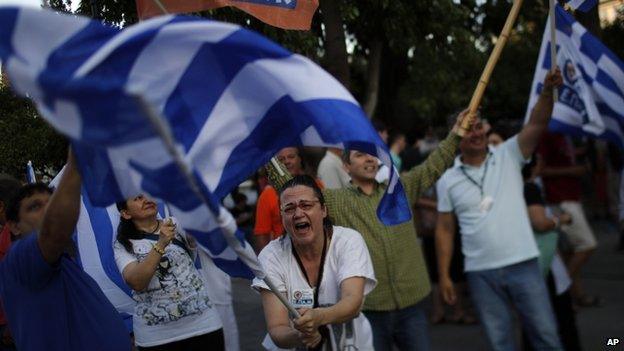 Demonstrators in Athens protesting against the terms of the