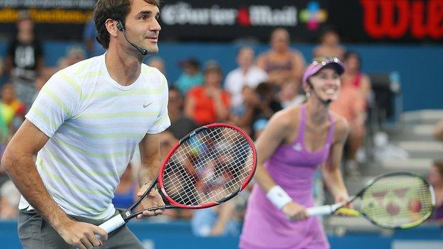 Roger Federer(left) with Martina Hingis