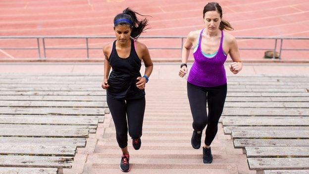 Women using Fitbit