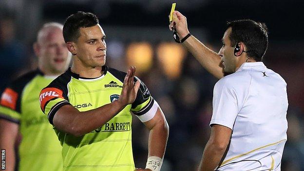 Matt Toomua received a yellow card for a tip-tackle