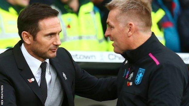 Frank Lampard won when he met Dean Smith's Brentford seven weeks ago 3-1, but the Villa boss got the upper hand on Saturday