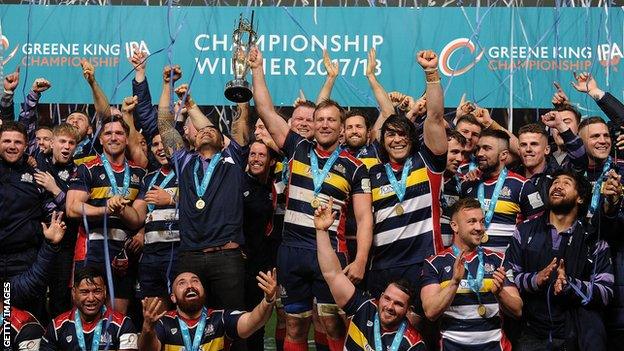 Bristol celebrate winning the RFU Championship title