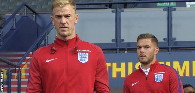 England goalkeepers Joe Hart and Jack Butland