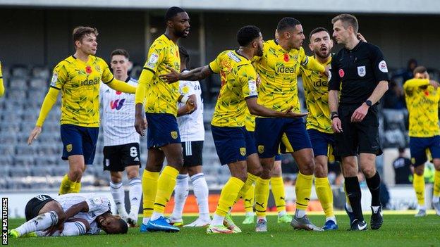 West Bromwich players protest