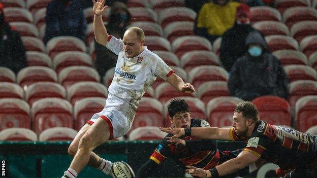 Matt Faddes in action in Ulster's Heineken Champions Cup game against Gloucester last weekend