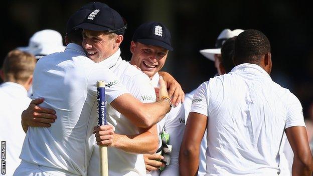 Stuart Broad, Alastair Cook and Jimmy Anderson