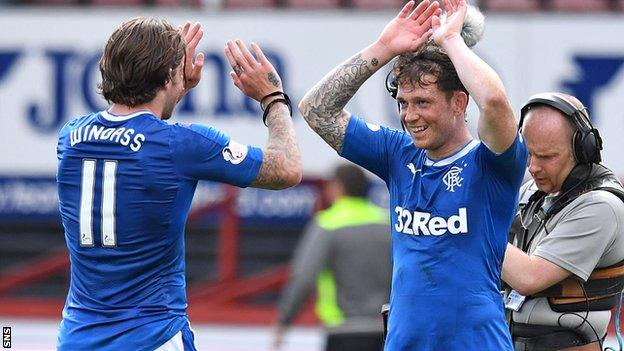 The Rangers players were in jubilant mood after winning it late on