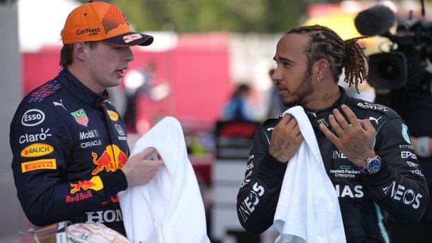 Max Verstappen and Lewis Hamilton