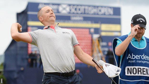 Alex Noren celebrates his Scottish Open victory