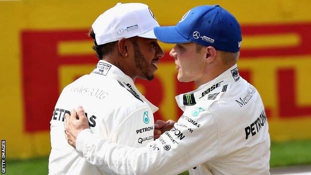 Mercedes drivers Lewis Hamilton and Valtteri Bottas