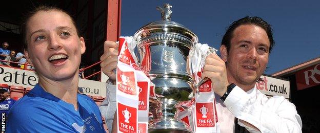 Jade Moore and David Parker with Women's FA Cup