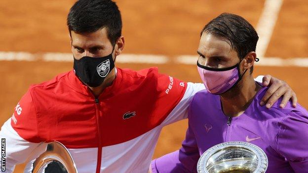 Novak Djokovic and Rafael Nadal after their recent Italian Open final